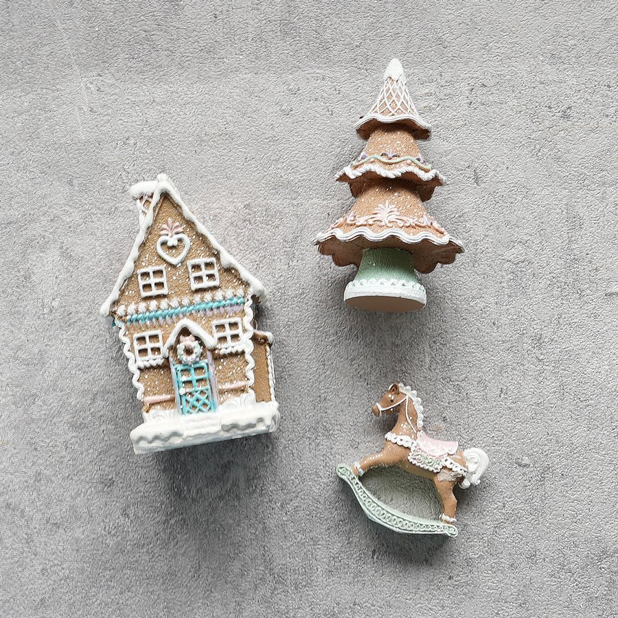 画像5: 【 HM 】ジンジャーブレッド オブジェ 3セット お菓子のお家 ツリー 木馬 ginger bread (5)