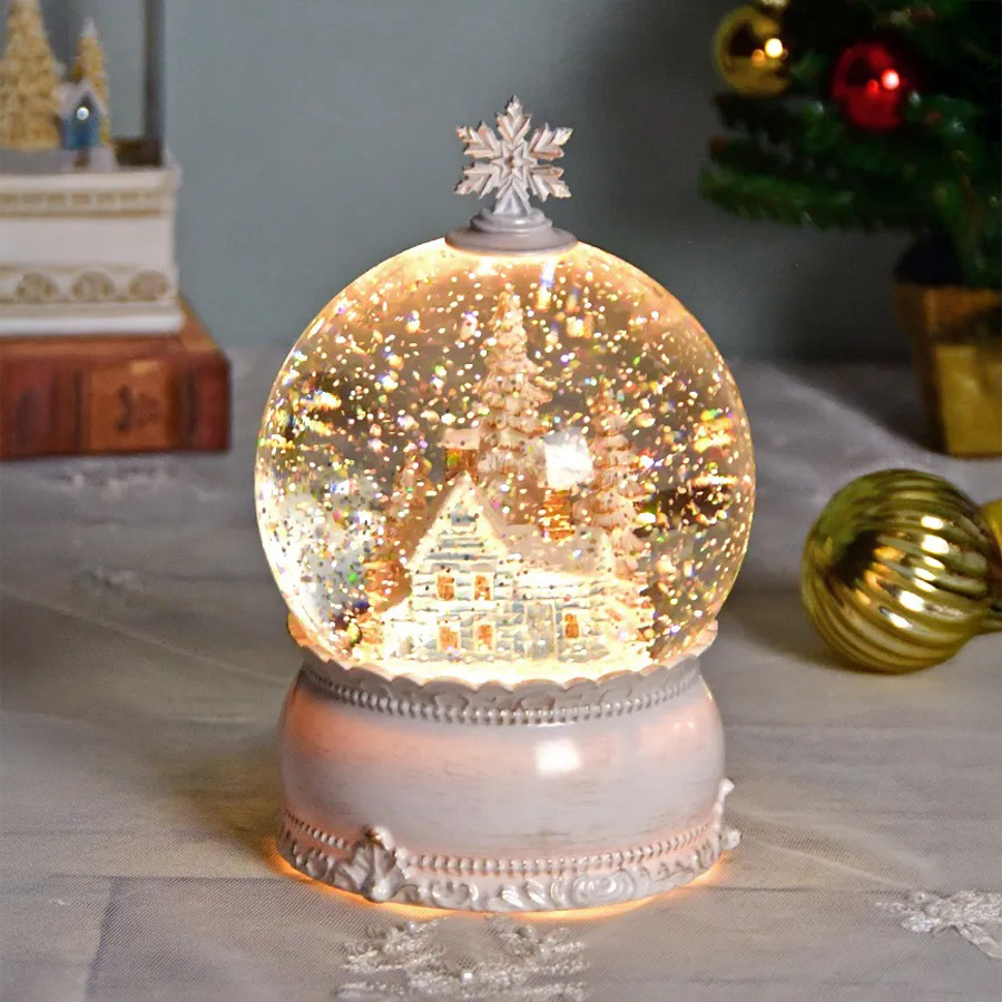 画像5: 【 HM 】リキッドLED スノードーム ホワイトタウン H19cm 雪降る街 (5)