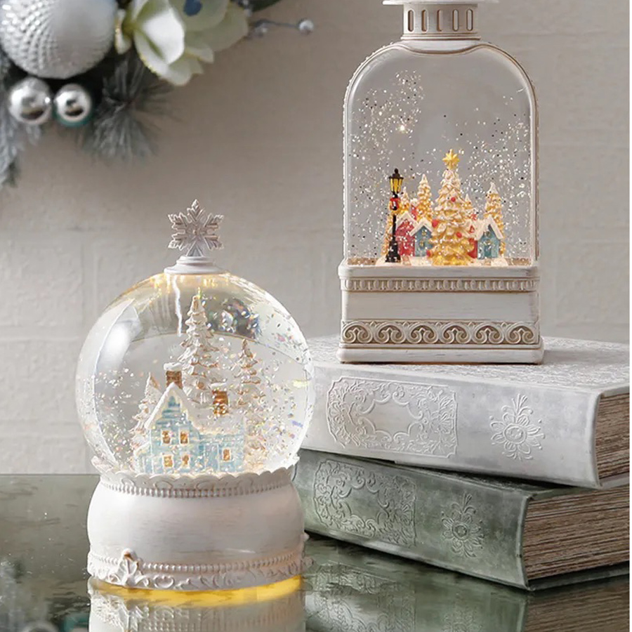 画像7: 【 HM 】リキッドLED スノードーム ホワイトタウン H19cm 雪降る街 (7)