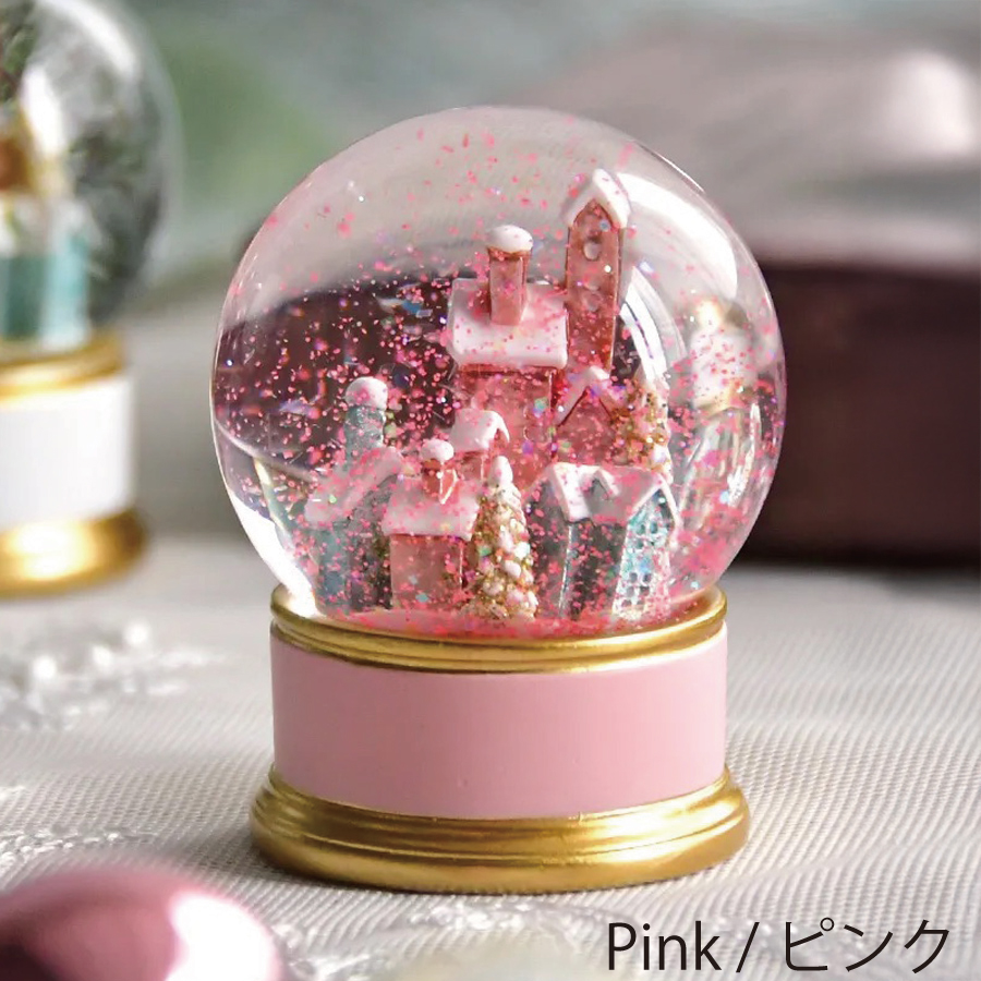 画像4: 【 HM 】パステルビレッジ ミニスノードーム H6cm ピンク グリーン ホワイト (4)