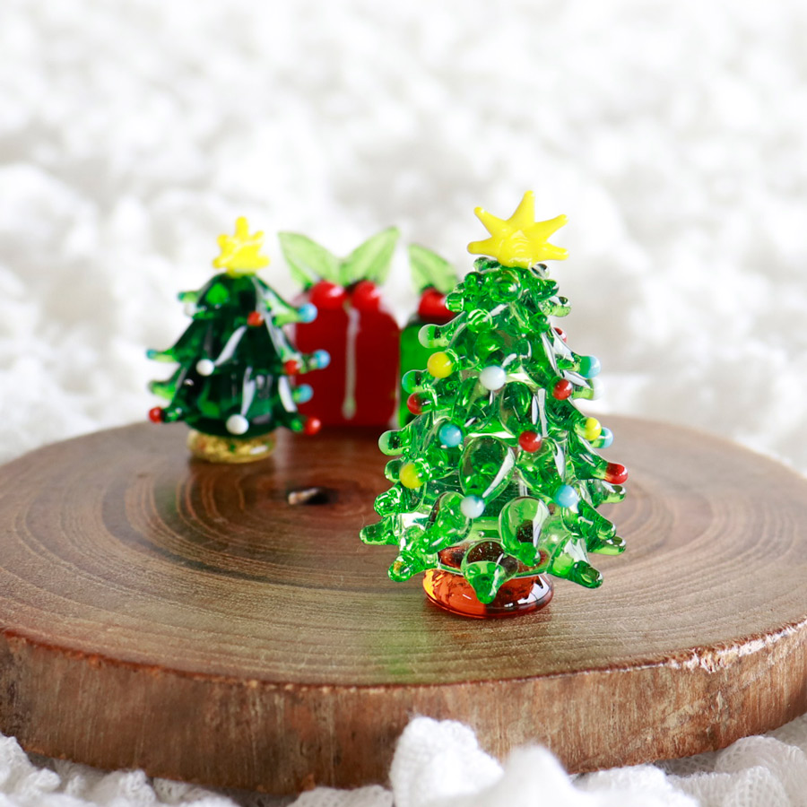 【The Joy Luck Club】クリスマスツリー 45mm サンタクロース ガラス製 オブジェ クリスマス ミニチュア