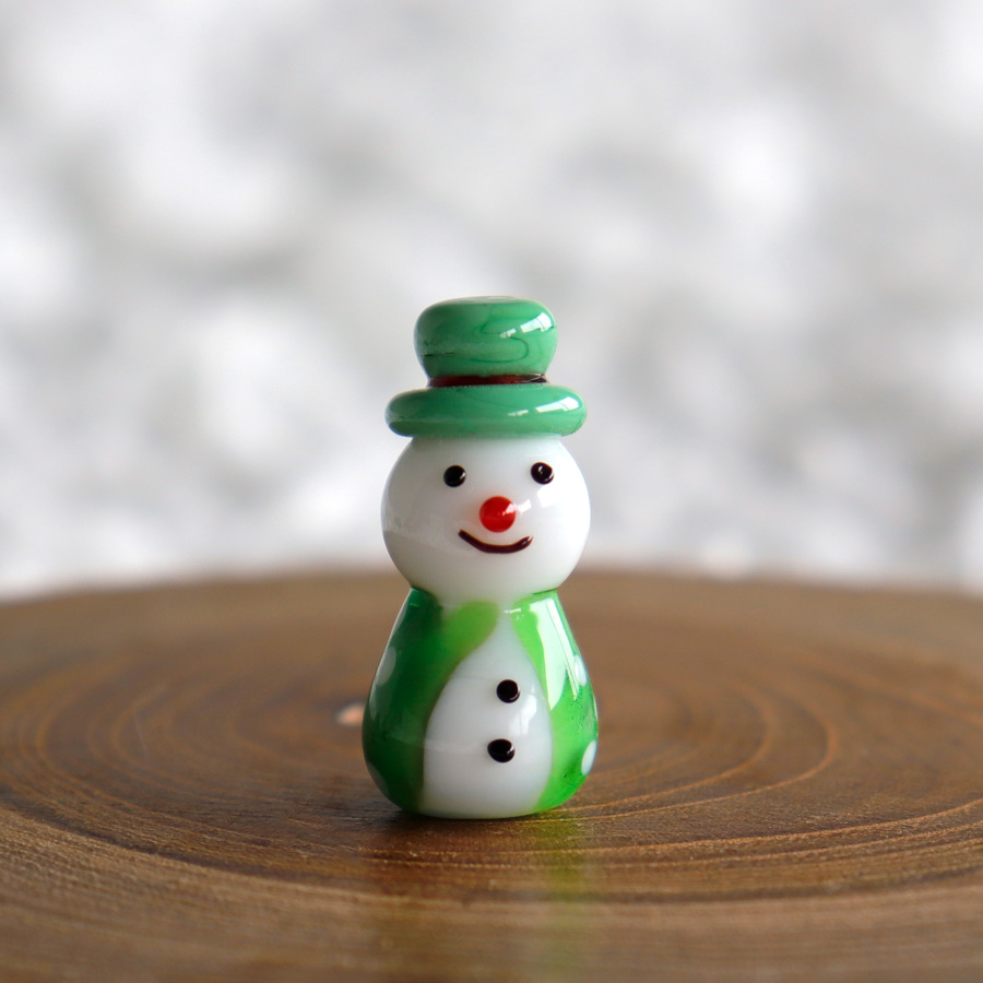 The Joy Luck Club グリーンハット スノーマン 緑の帽子 雪だるま ガラス製 オブジェ クリスマス Nature Ave