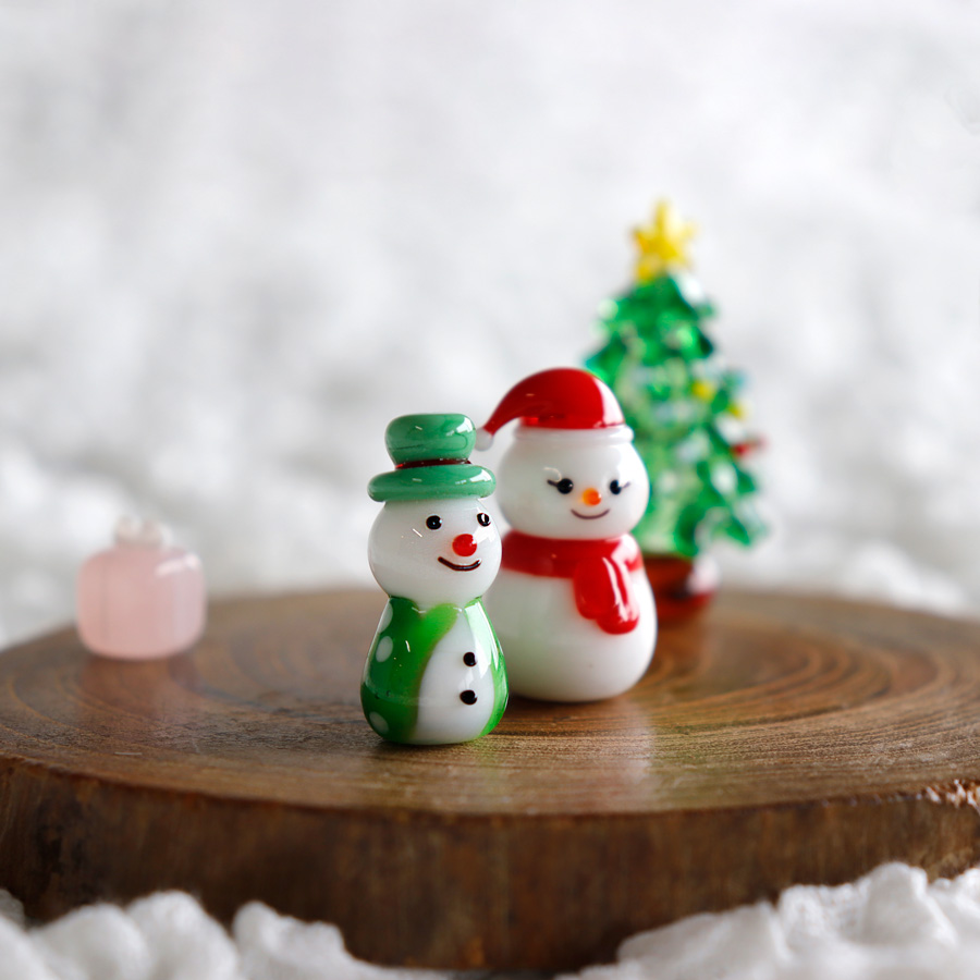 The Joy Luck Club 赤い帽子 スノーマン 雪だるま ガラス製 オブジェ クリスマス ミニチュア Nature Ave