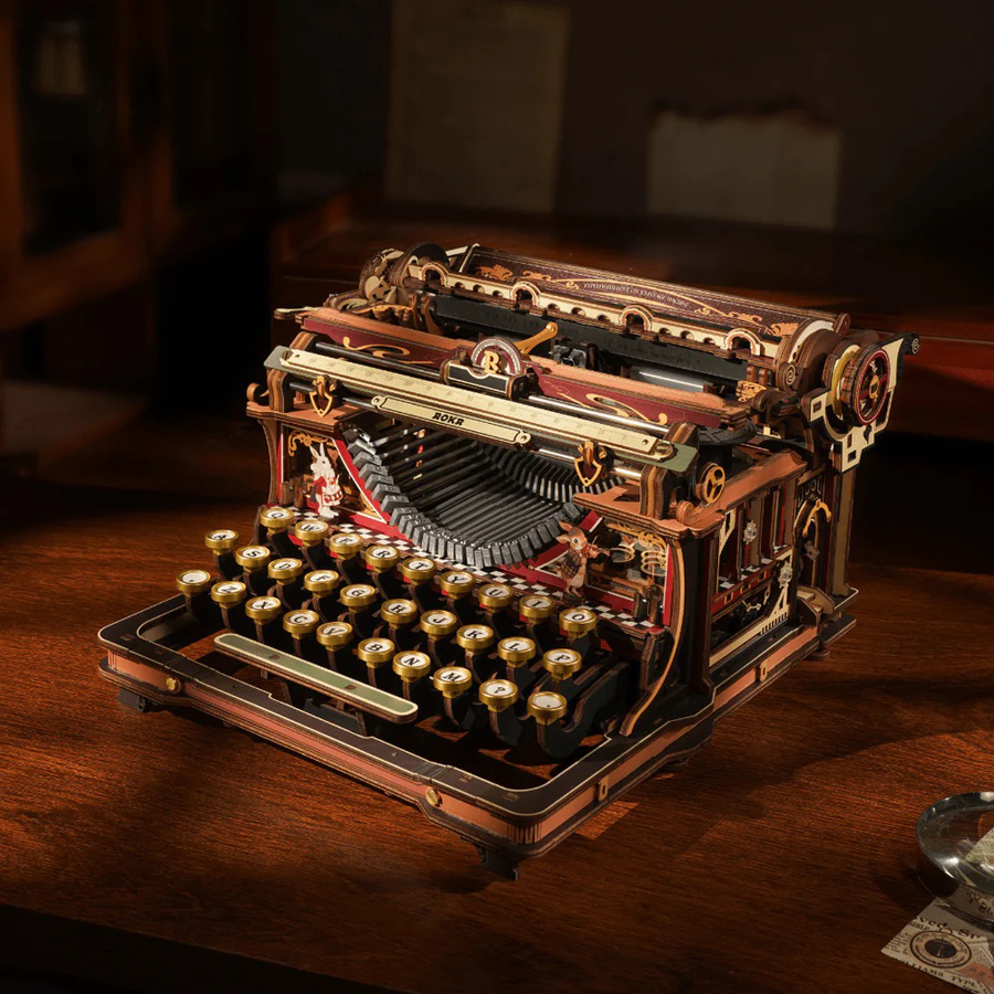 画像1: 【Rolife】Mechanical Typewriter (Magic version)　メカニカルギア タイプライター　レトロ   英語版説明書　ウッドパズル　DIY (1)