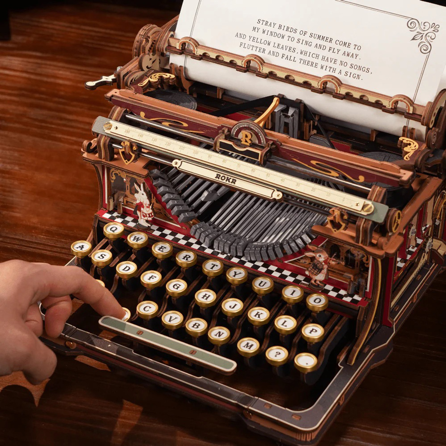 画像8: 【Rolife】Mechanical Typewriter (Magic version)　メカニカルギア タイプライター　レトロ   英語版説明書　ウッドパズル　DIY (8)