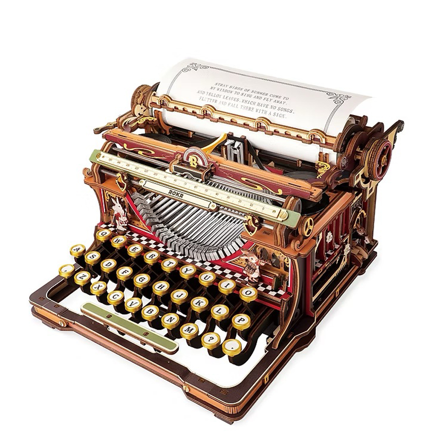 画像12: 【Rolife】Mechanical Typewriter (Magic version)　メカニカルギア タイプライター　レトロ   英語版説明書　ウッドパズル　DIY (12)