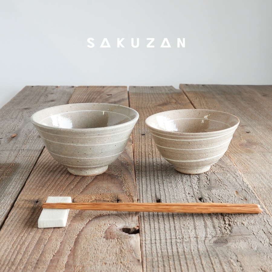 美✨好き様♪専用　新品　陶器　陶芸作家　ごはん茶碗5個 401 美濃焼】鎬 ごはん茶碗S・Lセット 粉引（細）【藤山窯】【TOKI