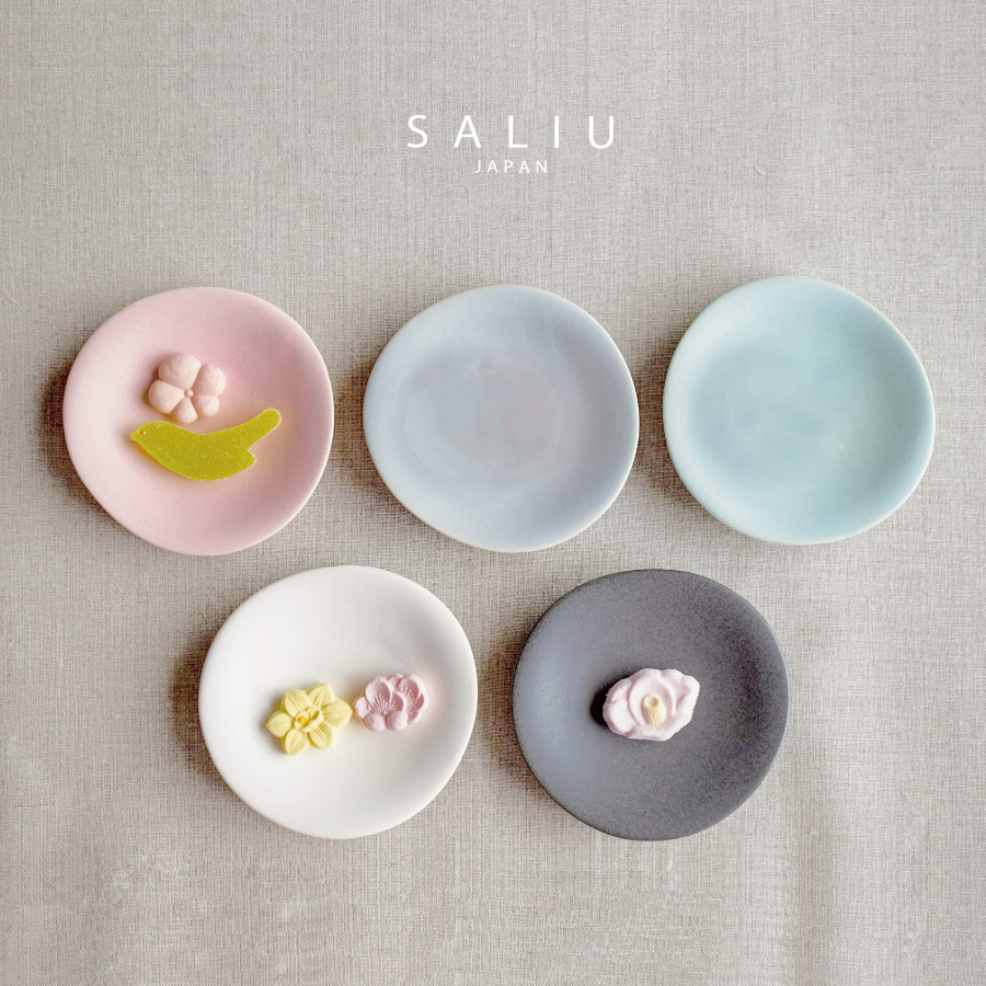 【SALIU】結 YUI　小皿　10cm　美濃焼　日本製　白　灰　浅葱　墨　桜