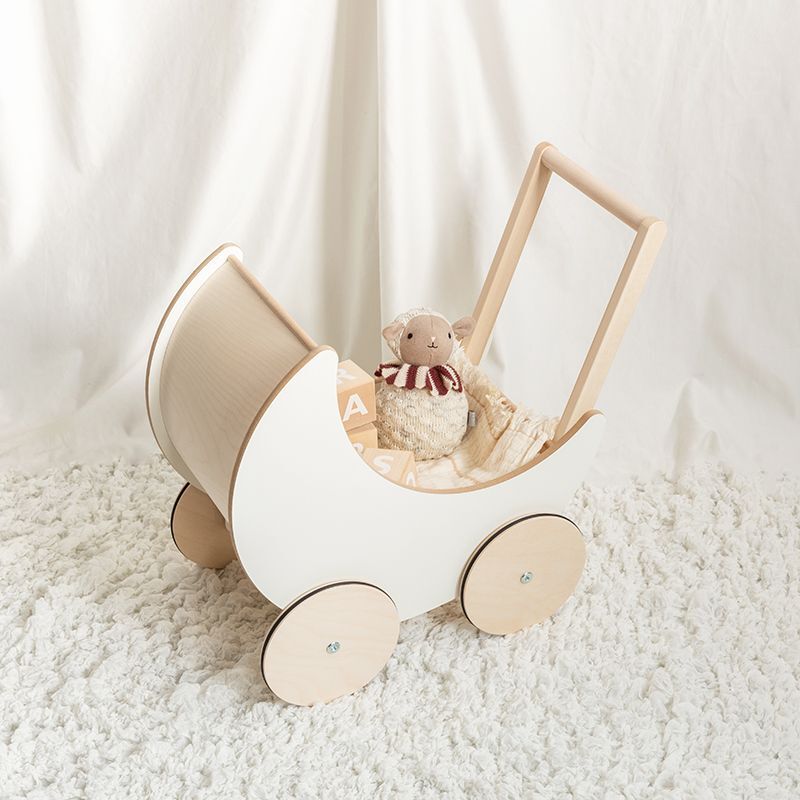 もとは ooh noo(オーノー) 手押し車 トイプラム 木のおもちゃ インテリア ハンドメイド Toy Pram White 1個 (x 1