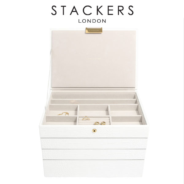 画像1: 【STACKERS】ジュエリーボックス 選べる　4個セット  4set ホワイト　クロコ White Croc 白 スタッカーズ  (1)