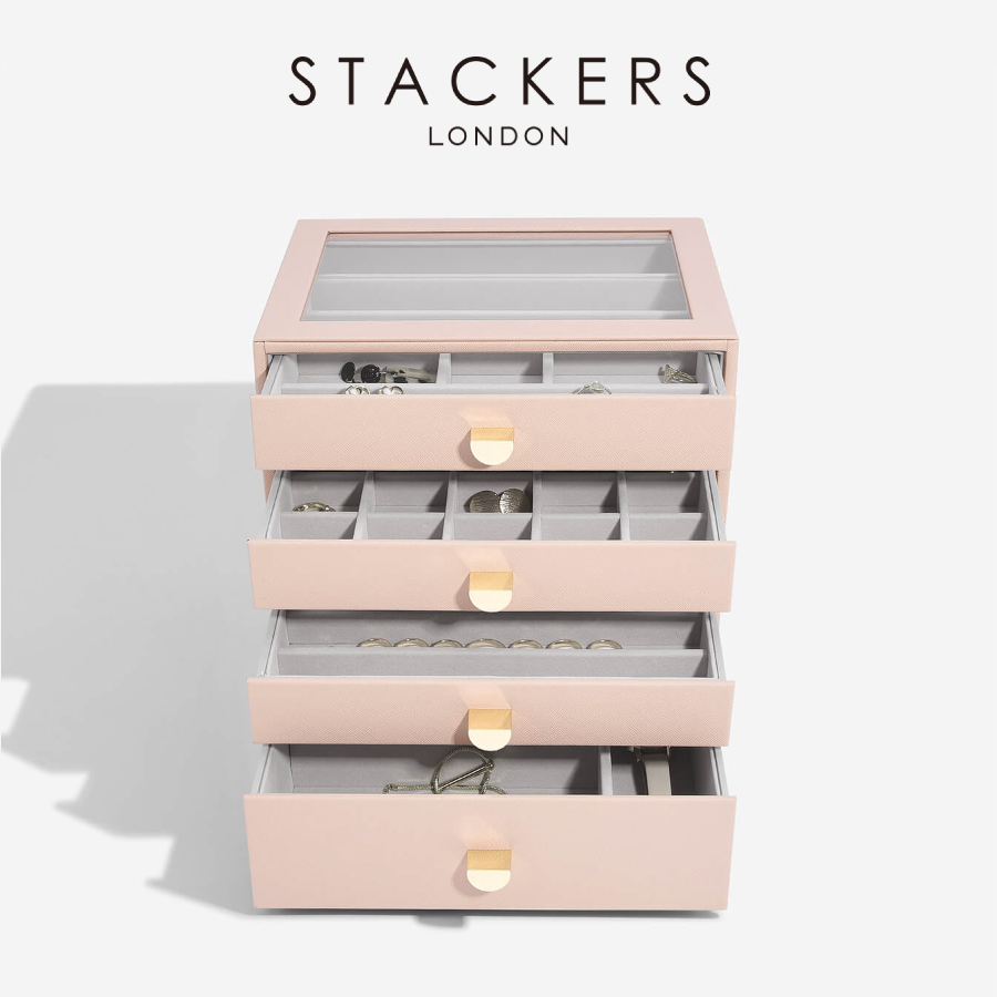 【STACKERS】クラシック ドロワージュエリーボックス 選べる4個セット ブラッシュピンク BlushPink 引き出し ガラス スタッカーズ ロンドン イギリス