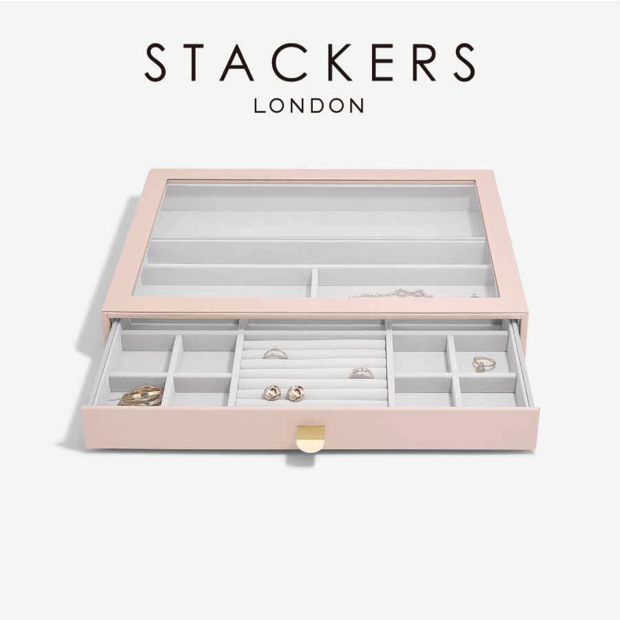 画像1: 【STACKERS】スーパーサイズ　ドロワー　グラス　リッド Glass Lid　ジュエリーケース  ブラッシュピンク Blush Pink スタッカーズ (1)