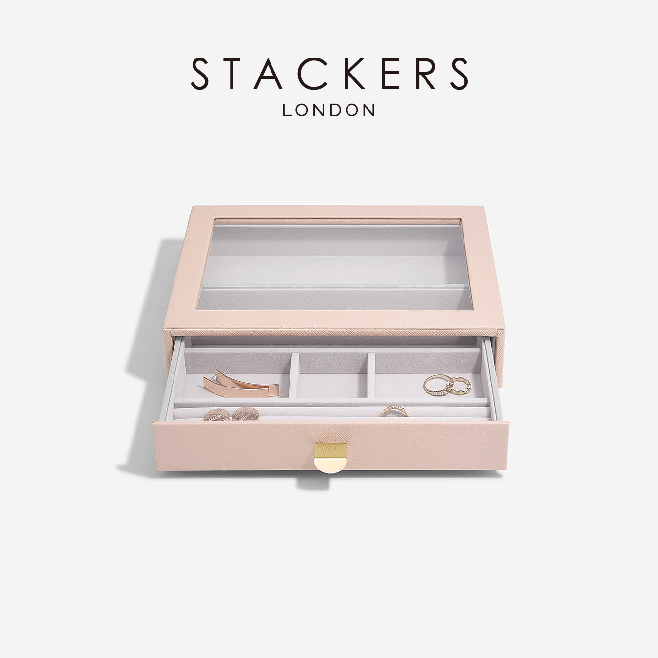 画像1: 【STACKERS】クラシック　ドロワー　ジュエリーケース　Lid 　天窓  ブラッシュ　ピンク　Blush Pink 引き出し　スタッカーズ (1)