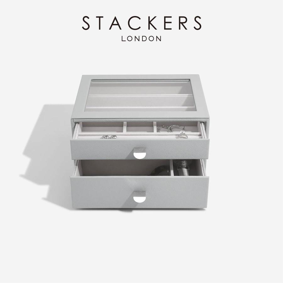 【STACKERS】クラシック ドロワージュエリーボックス 選べる2個セット ペブルグレー PebbleGray 引き出し ガラス スタッカーズ ロンドン イギリス