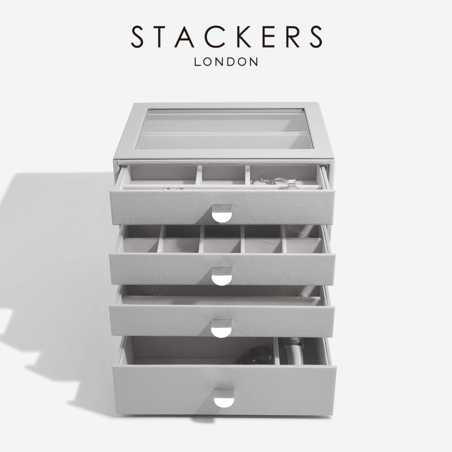 【STACKERS】クラシック ドロワージュエリーボックス 選べる4個セット ペブルグレー PebbleGray 引き出し ガラス スタッカーズ ロンドン イギリス
