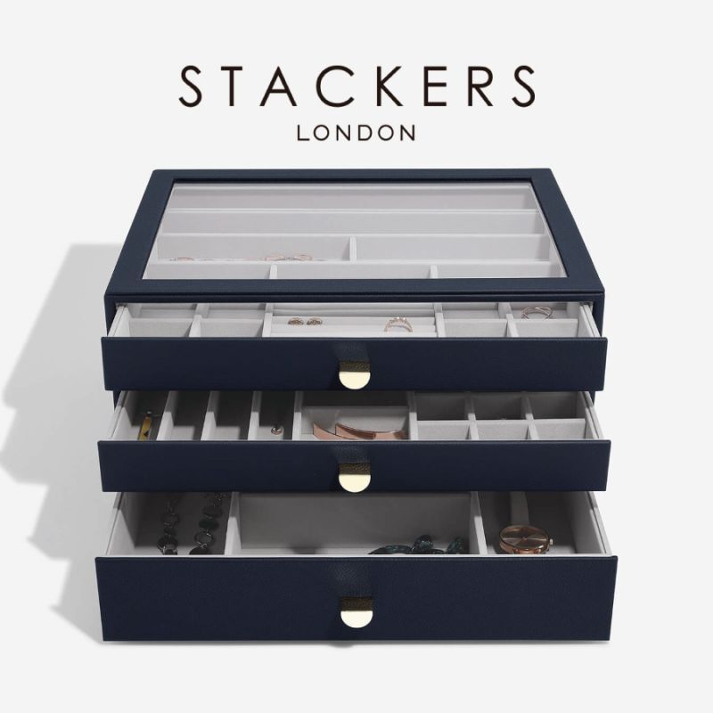 【STACKERS】スーパーサイズ　ドロワー　選べる3個セット　3set　ネイビーペブル  Navy Pebble スタッカーズ