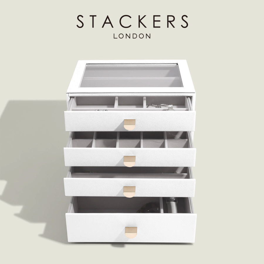 【STACKERS】クラシック ドロワージュエリーボックス 選べる4個セット ペブルホワイトPebbleWhite 引き出し ガラス スタッカーズ ロンドン イギリス