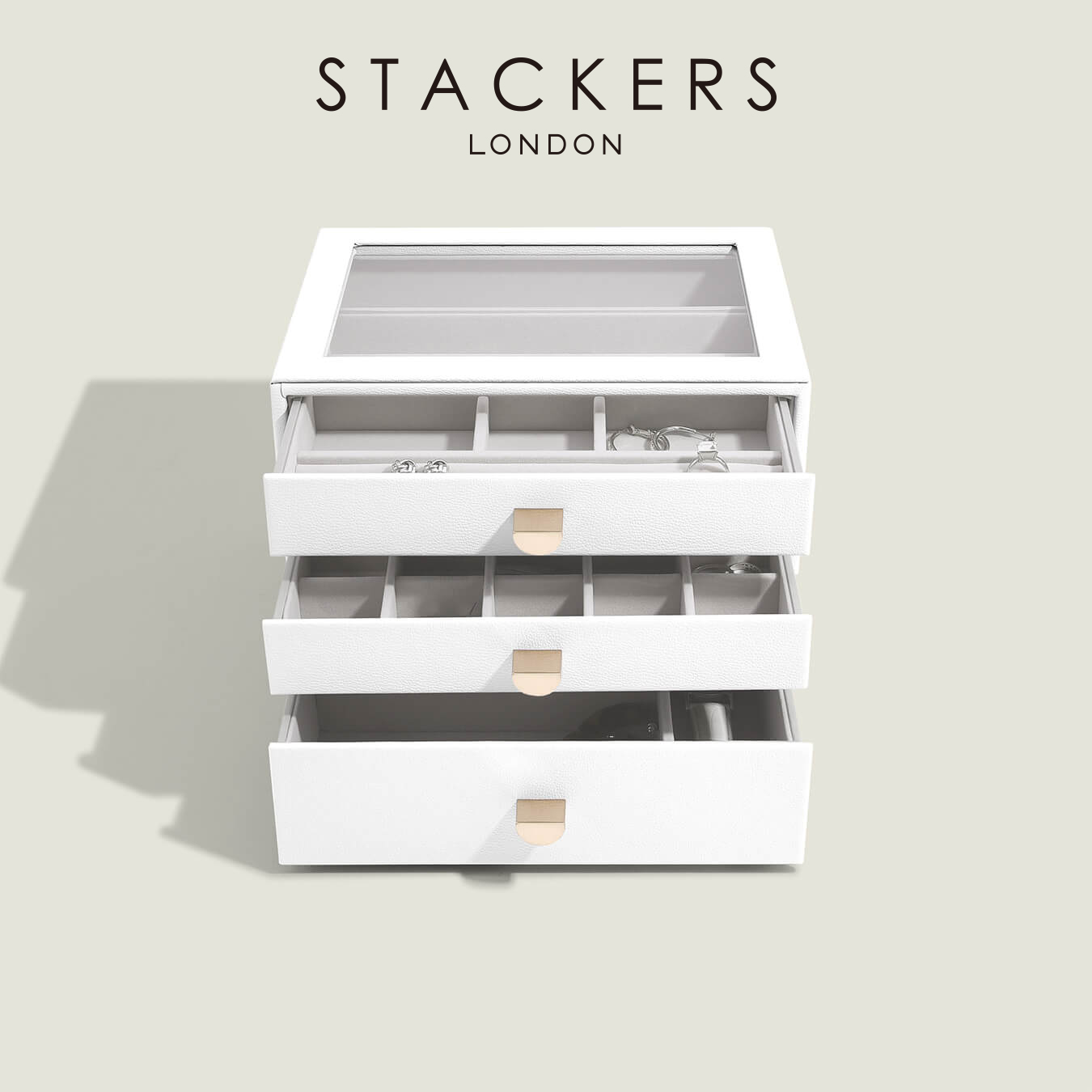 【STACKERS】クラシック ドロワー ジュエリーボックス 選べる3個セット ペブルホワイト　PebbleWhite