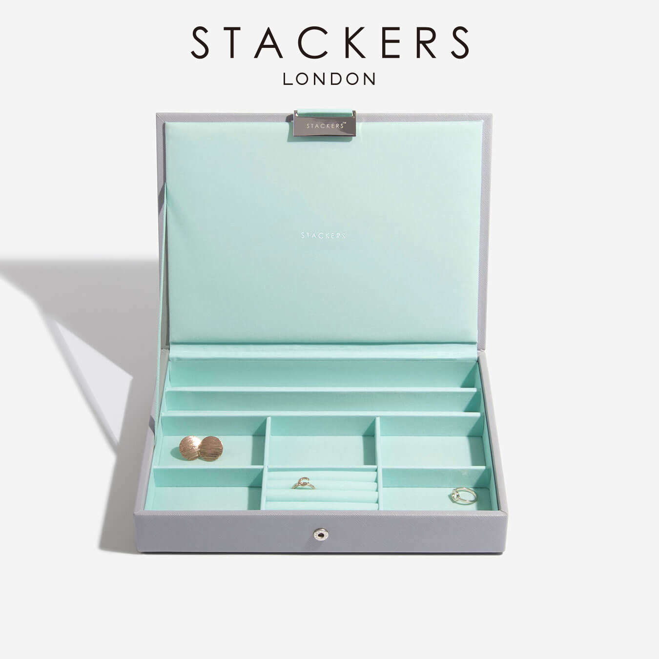 【STACKERS】クラシック　ジュエリーボックス　 Lid　ミント  グレー グレー ターコイズ　Mint  Grey Gray スタッカーズ ロンドン イギリス