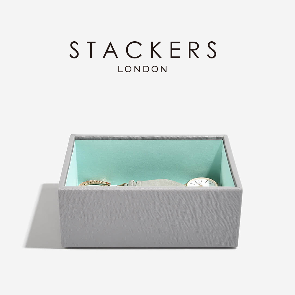 画像1: 【STACKERS】ミニ ジュエリーボックス オープン Open グレー＆ミント Dove Grey & Mint スタッカーズ (1)