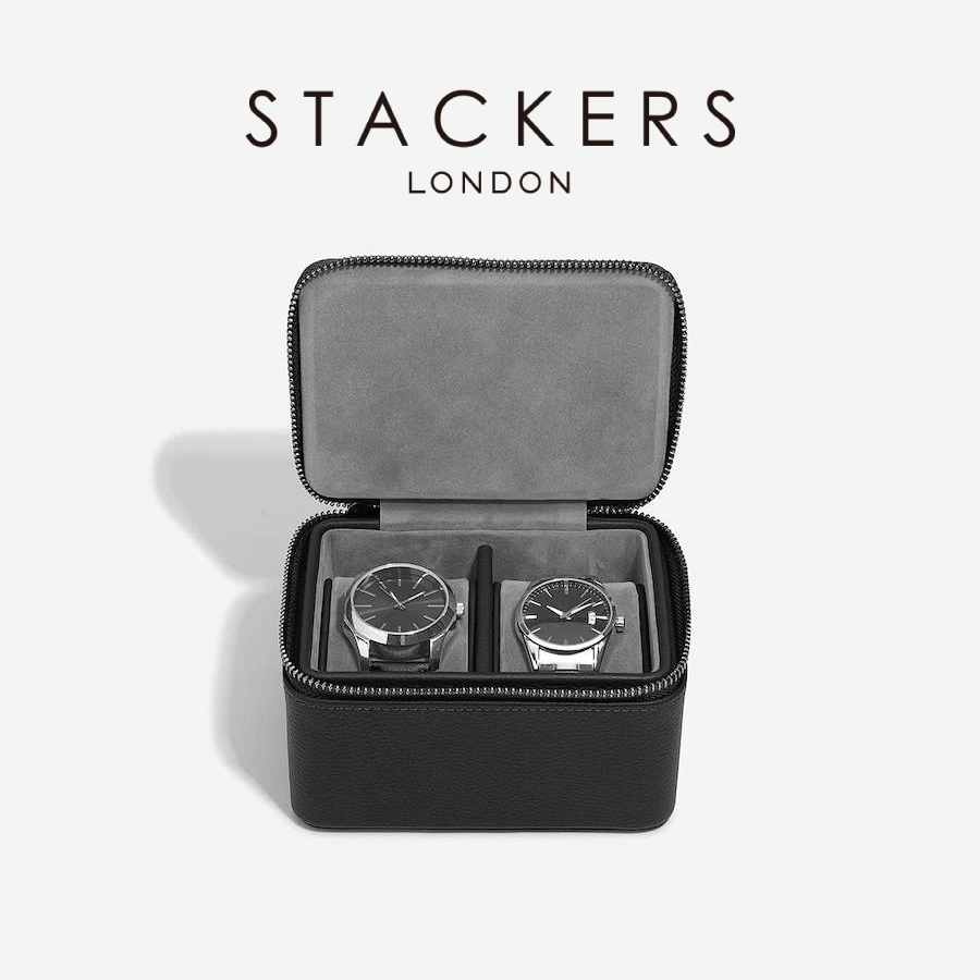 【STACKERS】メンズ ラージ ジップ ウォッチ ボックス Men's Large Zipped Watch Box ブラック ペブル Black  Pebbleスタッカーズ