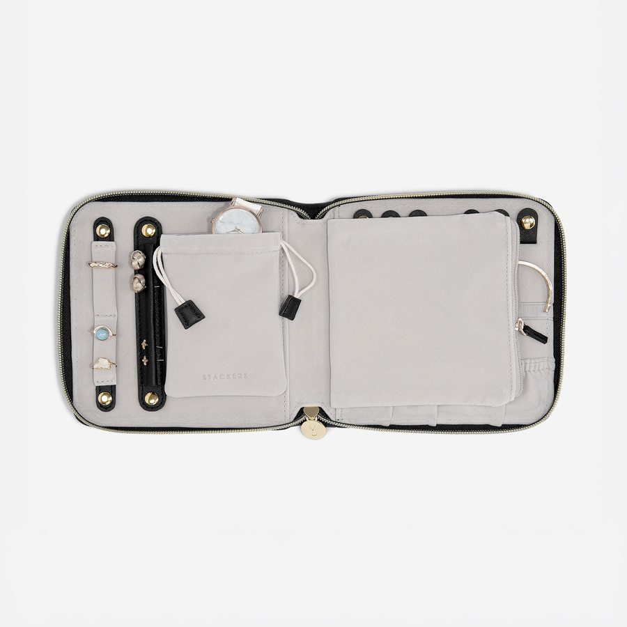 Square Jewellery Roll ブラックラフィア